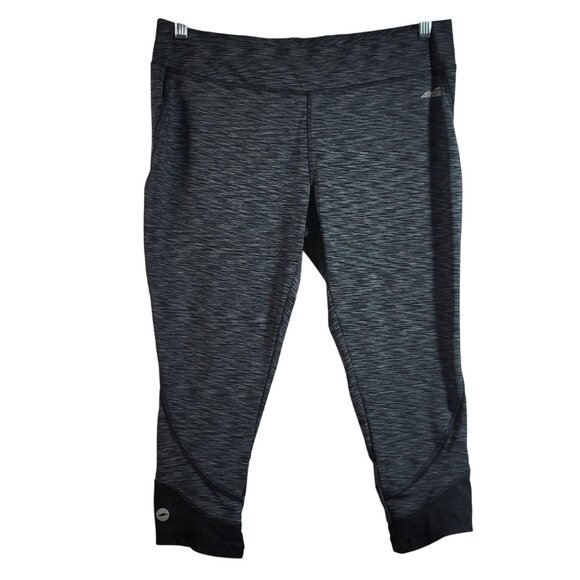 Avia Cropped Leggings Black Size XL Capri Pull On Space Dye Pattern Midrise - Picture 1 of 8
